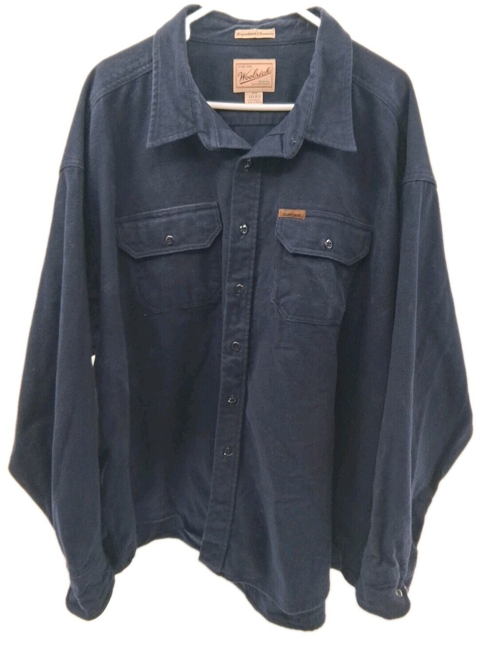 Woolrich Expedition Chamois Shirt Mens 4XL Big Blue Button Up Thick Workwear